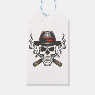 Gangster-Schädel mit Fedora-Hut Geschenkanhänger