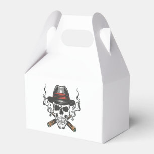 Gangster-Schädel mit Fedora-Hut Geschenkschachtel