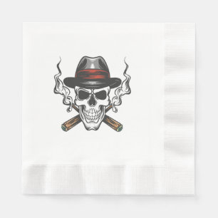 Gangster-Schädel mit Fedora-Hut Serviette