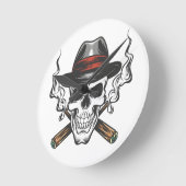 Gangster-Schädel Runde Wanduhr (Winkel)