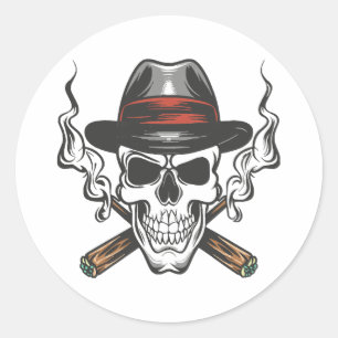 Gangster-Schädel Runder Aufkleber