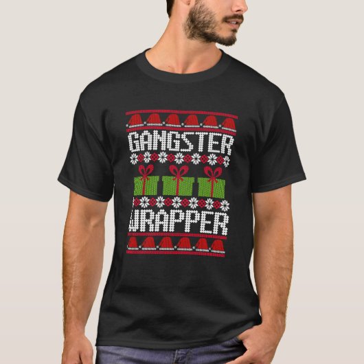 Gangster Wrapper Ugly Christmas Sweater Funny Pub T-Shirt (Vorderseite)