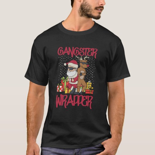 Gangster Wrapper Ugly Christmas Sweater Funny Pub T-Shirt (Vorderseite)