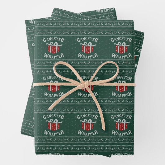 Gangster Wrapper Ugly Sweater Geschenkpapier Set (Beispiel)