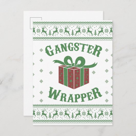 Gangster Wrapper Ugly Sweater Postkarte (Vorne/Hinten)