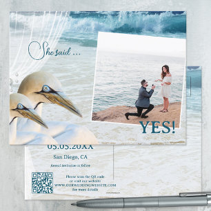 Gannet Beach QR Code Foto Save the Date Ankündigungspostkarte