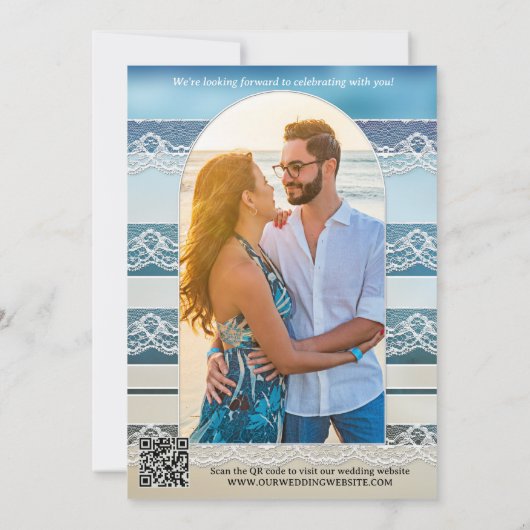 Gannet Beach QR Code Foto Save the Date Karte (Rückseite)