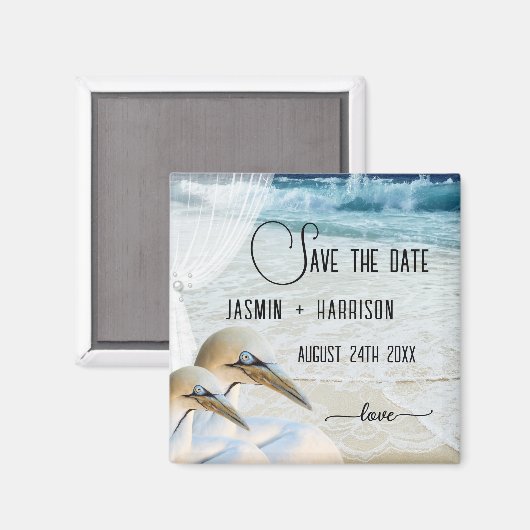 Gannet Beach Wedding Save the Date Magnet (Vorderseite/Rückseite)