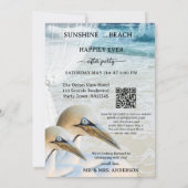 Gannet QR Beach Foto glücklich immer nach Hochzeit Einladung (Rückseite)
