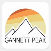 Gannett Peak Retro Quadratischer Aufkleber (Vorderseite)