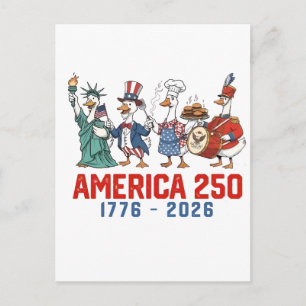 Gans 4. Juli Amerika 250. 1776 2026 Postkarte