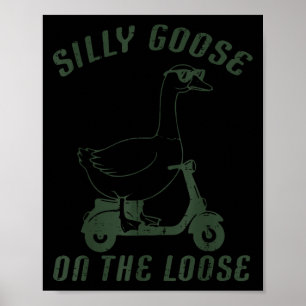 Gans Albern Auf Freiem Scooter Lustige Tier Männer Poster