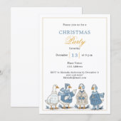 Gans blau Weihnachtsfeier Einladung (Vorne/Hinten)