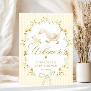 Gans Gendergerechte Gingham-Baby-Shower-Begrüßung Poster