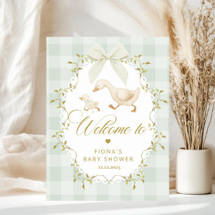Gans Geschlechtsneutraler Salbei-Baby-Shower-Willk Poster