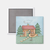 Gans in der Hütte Magnet (Vorderseite/Rückseite)