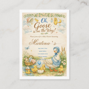 Gans ist auf dem Weg Baby Shower Vintage-Einladung Begleitkarte