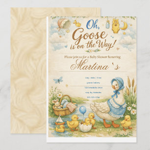 Gans ist auf dem Weg Baby Shower Vintage-Einladung Begleitkarte