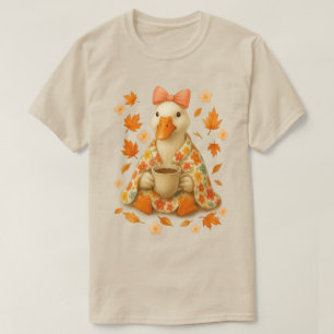Gans Kokette Schleife mit Kaffee-Decke Herbststimm T-Shirt