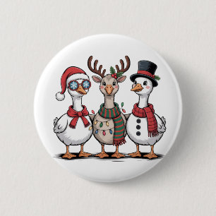 Gans mit Weihnachtsmannmütze Weihnachtsgans Liebha Button