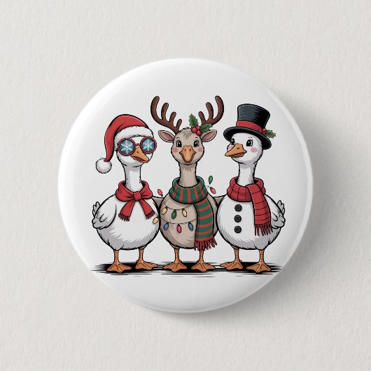 Gans mit Weihnachtsmannmütze Weihnachtsgans Liebha Button (Vorderseite)