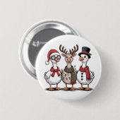 Gans mit Weihnachtsmannmütze Weihnachtsgans Liebha Button (Vorne & Hinten)