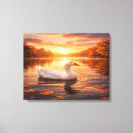 Gans schwebt auf einem nebligen See Leinwanddruck