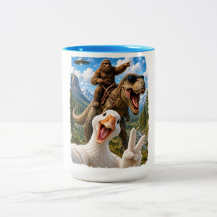 Gans Selfie Bigfoot T Rex UFO Lustige Geschenke Mä Zweifarbige Tasse