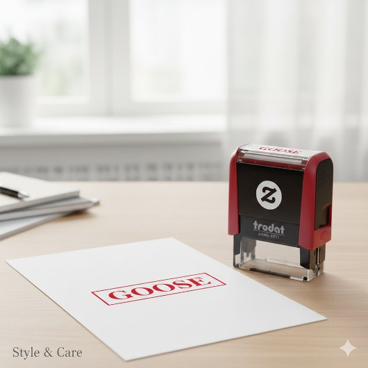 Gans Stempel mit individuellem Text für Bastelarbe