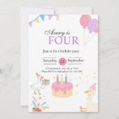 Gänse 4. Geburtstag Einladung (Vorderseite)