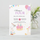 Gänse 4. Geburtstag Einladung (Stehend Vorderseite)