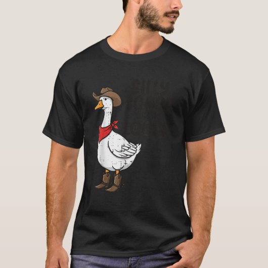 Gänse Albern auf Loose Cowboy Funny Animal Men W T-Shirt (Vorderseite)