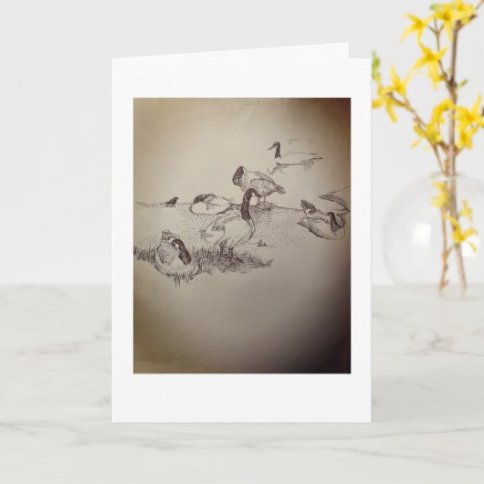 Gänse am Strand Karte (Gelbe Blume)