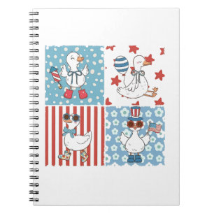 Gänse American USA Flag Gedenktag 4. Juli Notizblock