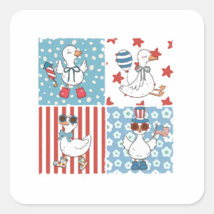 Gänse American USA Flag Gedenktag 4. Juli Quadratischer Aufkleber
