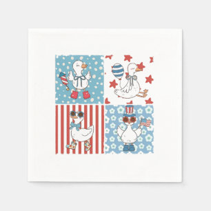 Gänse American USA Flag Gedenktag 4. Juli Serviette
