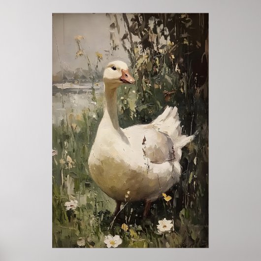 Gänse-Antikdruck, digitale Frühlingsmalerei Poster (Vorne)