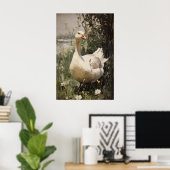 Gänse-Antikdruck, digitale Frühlingsmalerei Poster (Heimbüro)