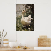 Gänse-Antikdruck, digitale Frühlingsmalerei Poster (Küche)