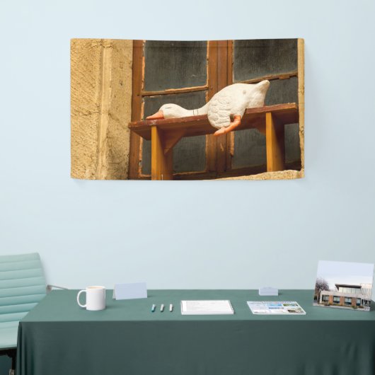 Gänse auf einem Banner (Messeveranstaltung)