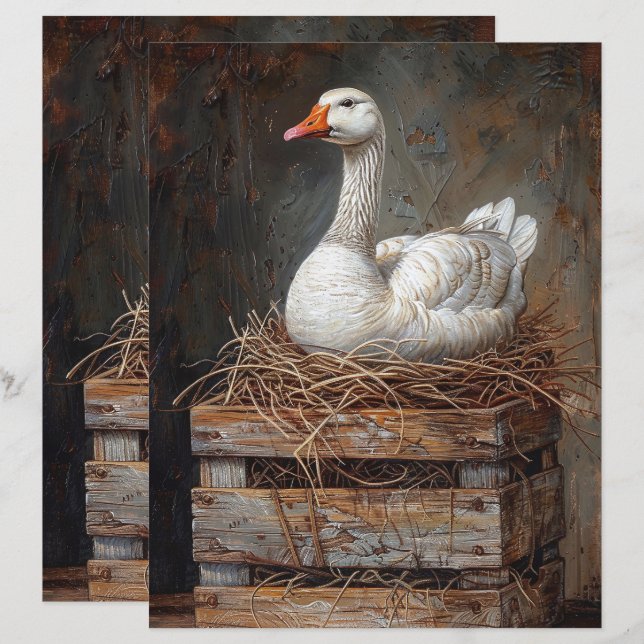Gänse auf einem Nestmalpapier (Vorne/Hinten)