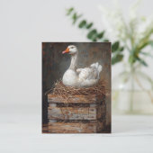 Gänse auf Nestmalerei Postkarte (Stehend Vorderseite)