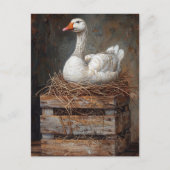 Gänse auf Nestmalerei Postkarte (Vorderseite)