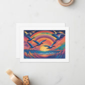 Gänse bei Sunrise Mitteilungskarte (Vorderseite/Rückseite Beispiel)