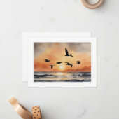 Gänse bei Sunrise Mitteilungskarte (Vorderseite/Rückseite Beispiel)