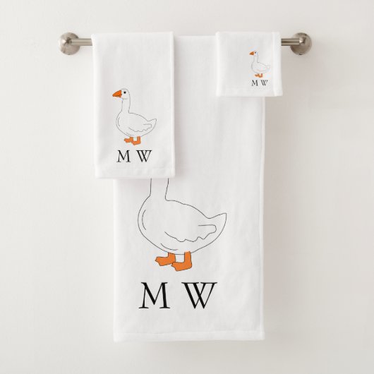 Gänse-Design Monogramm Badhandtuch Set (Insitu)