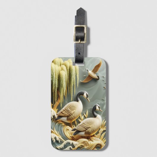 Gänse, die die Wave Gepäckanhänger (Vorderseite Vertikal)