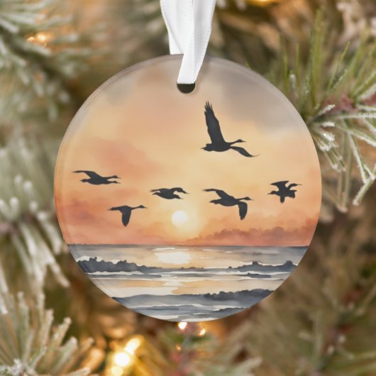 Gänse fliegen bei Sonnenaufgang Ornament (Baum)