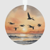 Gänse fliegen bei Sonnenaufgang Ornament (Rückseite)