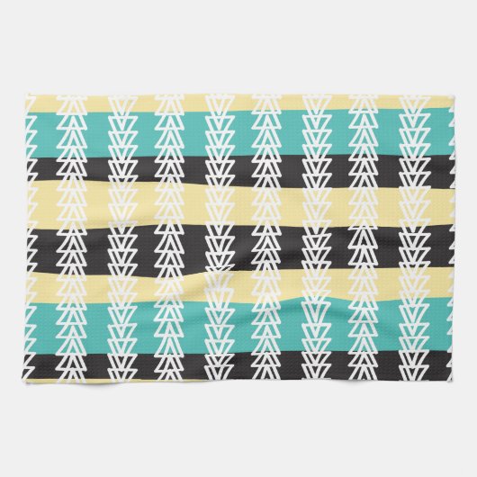 Gänse fliegen Über Türkis, Gelb u. Schwarzes Geschirrtuch (Horizontal)